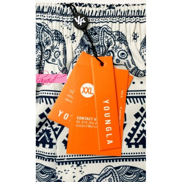 Young LA Ugly A** Pant Tribal Elephants Ivory Navy Thai Exercise Lifting Joggers - Picture 9 of 12